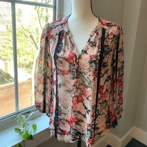 Joie Silk and Lace Blouse with flower print